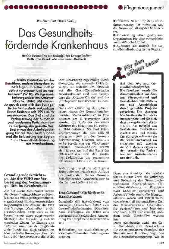 Vorschauseite 1: Das Gesundheitsfördernde Krankenhaus