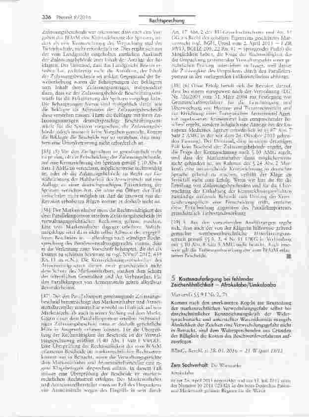 Vorschauseite 5: Fehlende Kompetenz der Zivilgerichte bei Bestand eines Arzneimittel-Zulassungsbescheides für einen Parallelimporteur mit behördlichem Verzicht auf die Umetikettierung in die deuts…