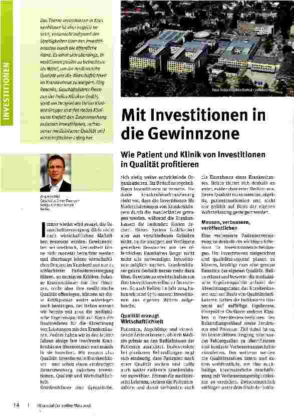 Vorschauseite 1: Mit Investitionen in die Gewinnzone