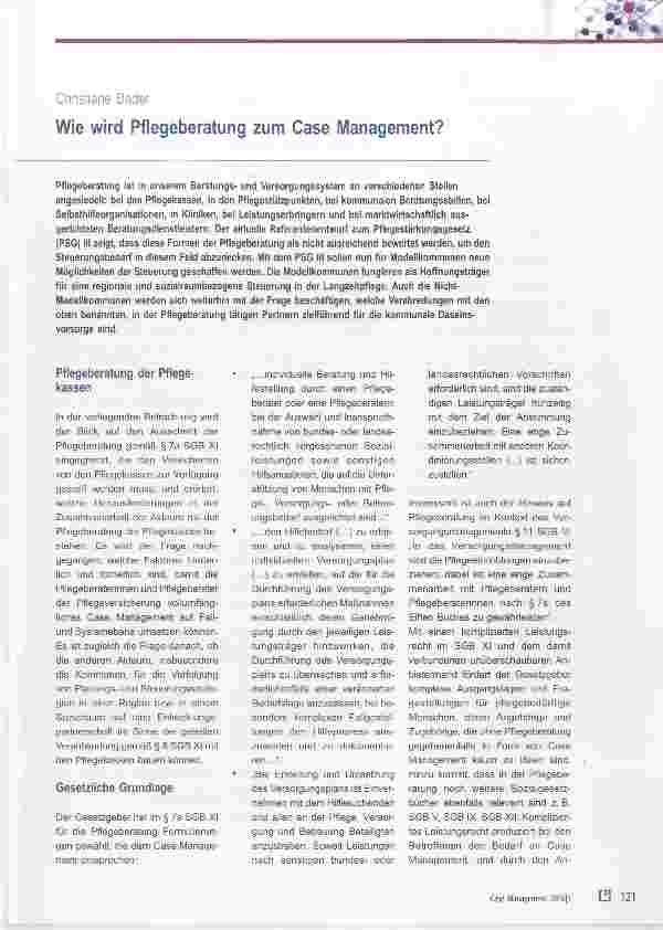 Vorschauseite 1: Wie wird Pflegeberatung zum Case Management?