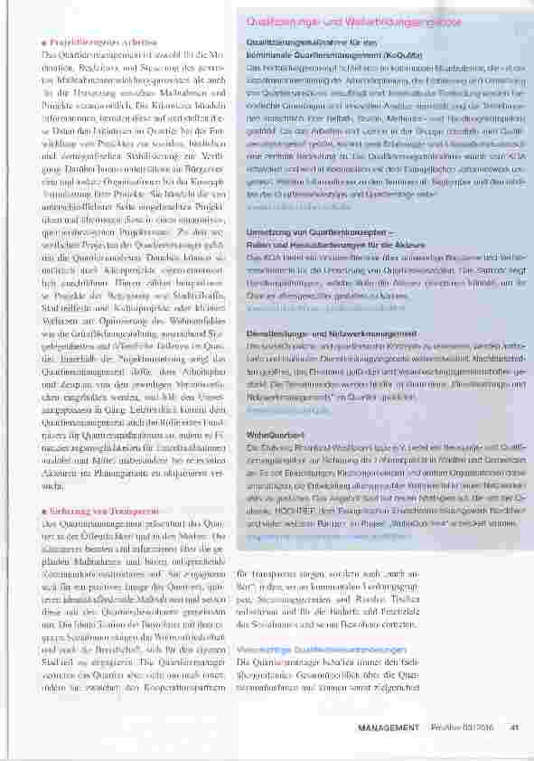 Vorschauseite 3: Nachhaltige Quartiersentwicklung Teil I: Sozialraumbezogene Generalisten: Aufgaben und Kompetenzen des Quartiersmanagements