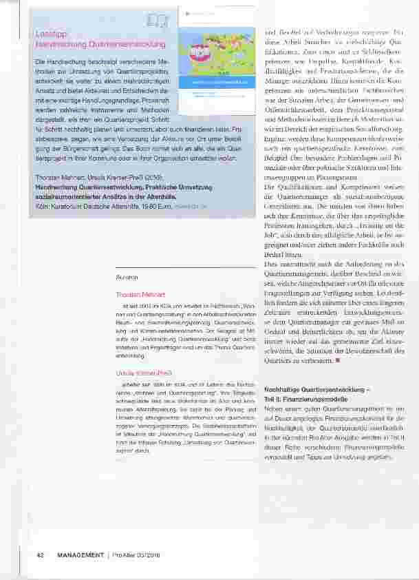 Vorschauseite 4: Nachhaltige Quartiersentwicklung Teil I: Sozialraumbezogene Generalisten: Aufgaben und Kompetenzen des Quartiersmanagements