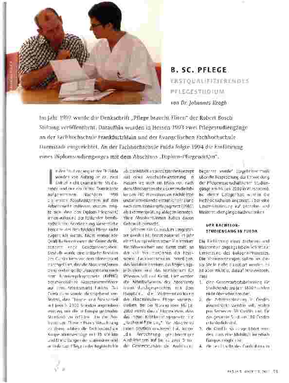 Vorschauseite 1: B. SC. PFLEGEErstqualifizierendes Erststudium