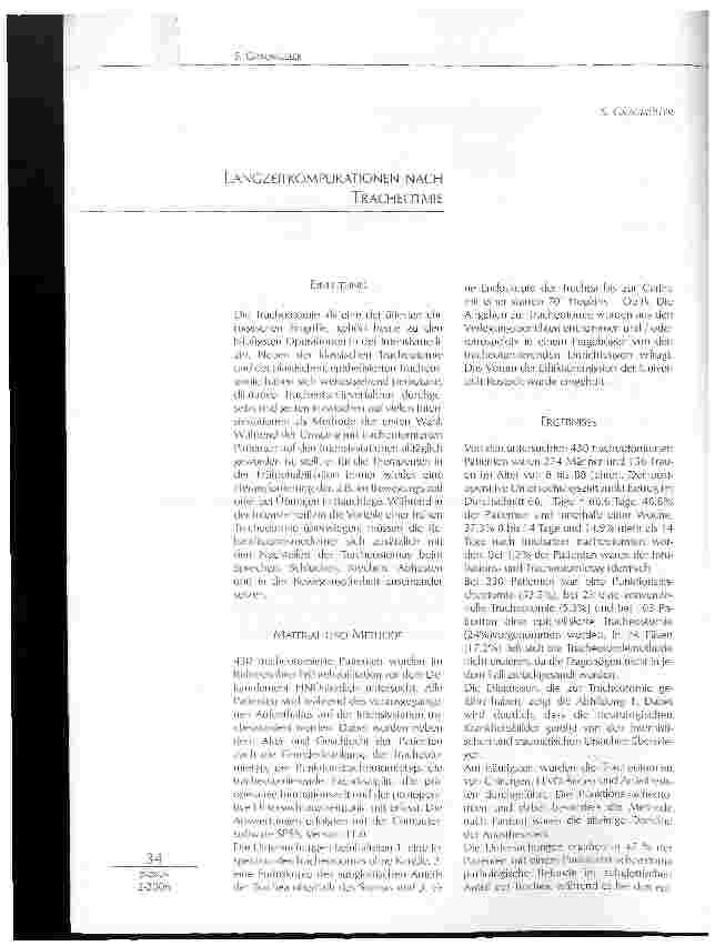 Vorschauseite 1: LANGZEITKOMPLIKATIONEN NACH TRACHEOTMIE