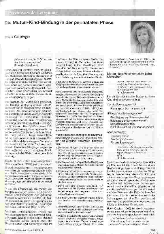 Vorschauseite 1: Die Mutter-Kind-Bindung in der perinatalen Phase