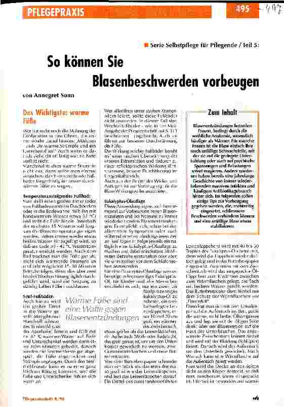 Vorschauseite 1: So können Sie Blasenbeschwerden vorbeugen Serie Selbstpflege für Pflegende / Teil 5