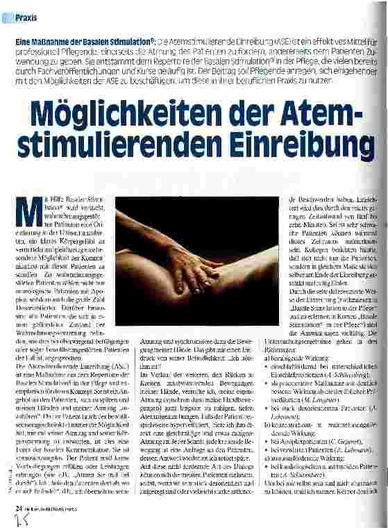 Vorschauseite 1: Möglichkeiten der atemstimulierenden Einreibung Eine Maßnahme der Basalen Stimulation