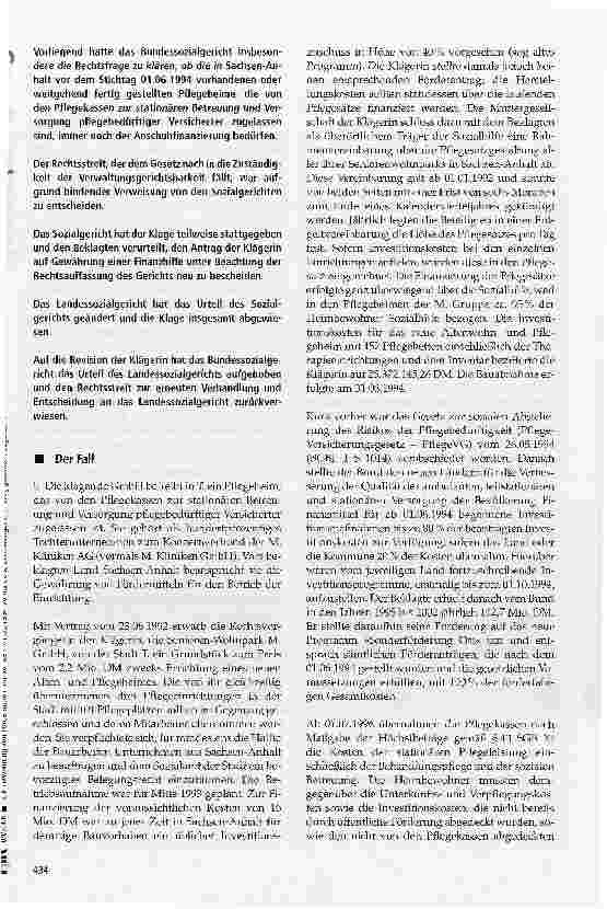 Vorschauseite 2: Zur Gewährung von Fördermitteln für vor dem 01.06.1994 vorhandene bzw. weitgehend fertig gestellte Pflegeheime