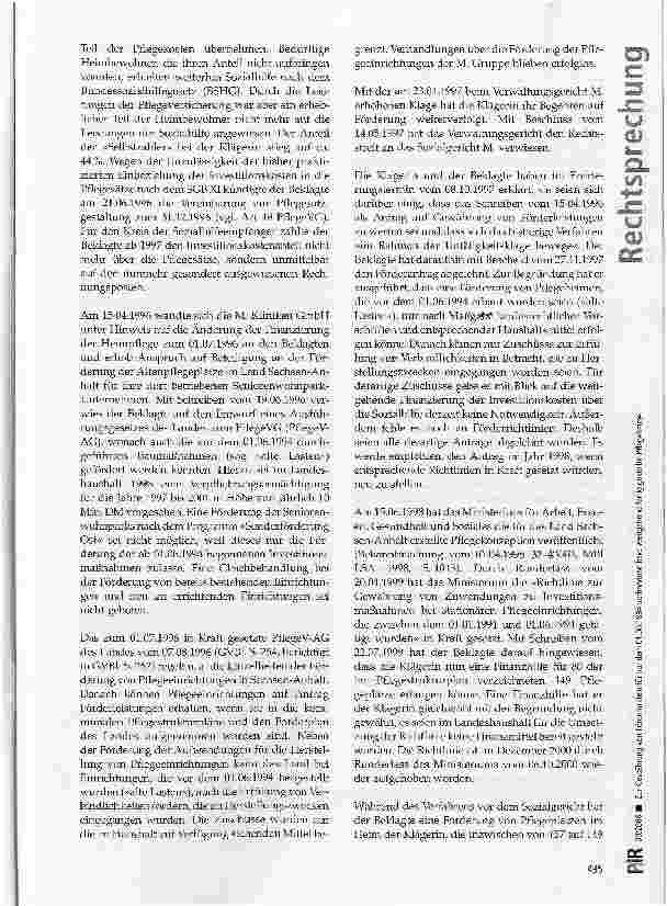 Vorschauseite 3: Zur Gewährung von Fördermitteln für vor dem 01.06.1994 vorhandene bzw. weitgehend fertig gestellte Pflegeheime