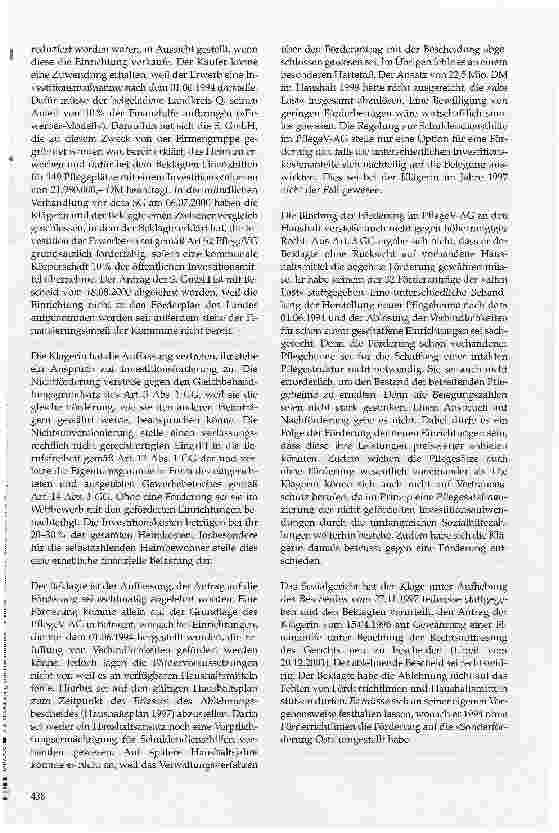 Vorschauseite 4: Zur Gewährung von Fördermitteln für vor dem 01.06.1994 vorhandene bzw. weitgehend fertig gestellte Pflegeheime