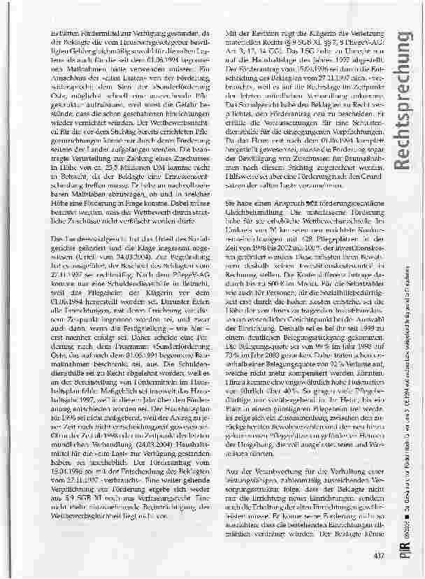 Vorschauseite 5: Zur Gewährung von Fördermitteln für vor dem 01.06.1994 vorhandene bzw. weitgehend fertig gestellte Pflegeheime