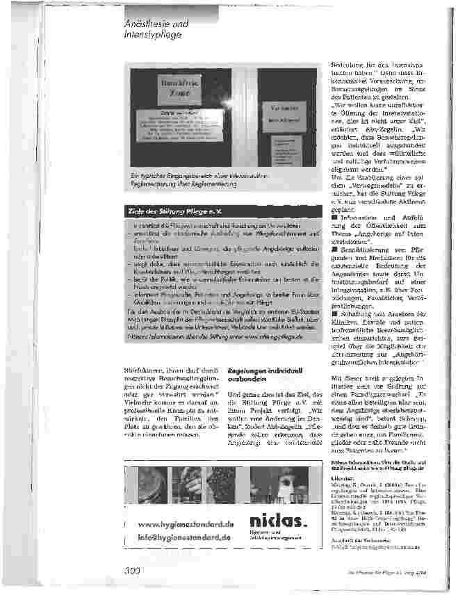 Vorschauseite 3: Besuch erbetenStiftung Pflege e.V. fordert flexible und patientenfreundliche Besuchszeiten auf Intensivstationen
