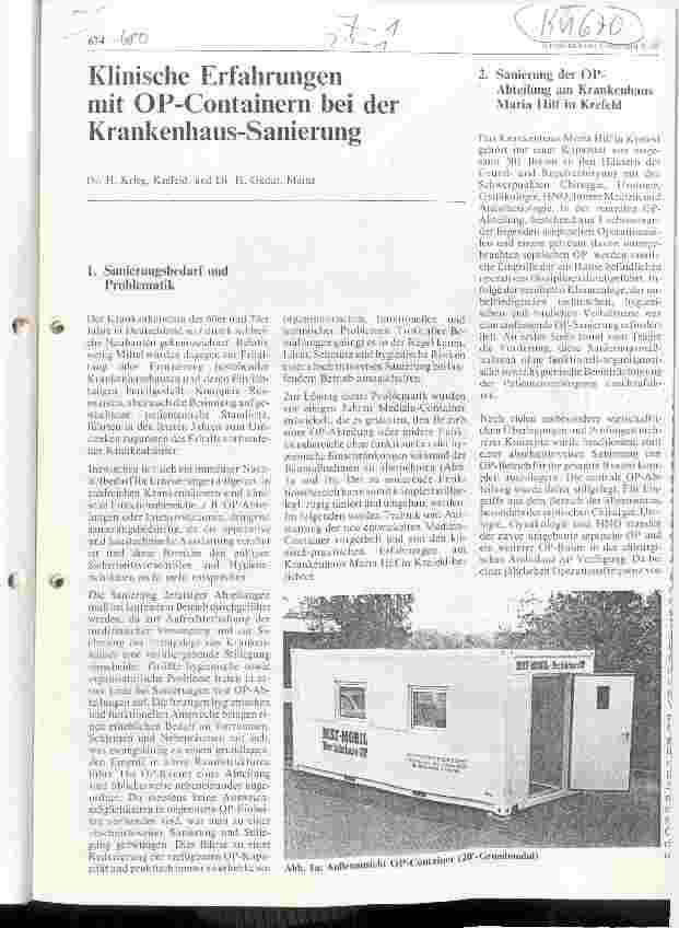 Vorschauseite 1: Klinische Erfahrungen mit OP-Containern bei der Krankenhaus-Sanierung