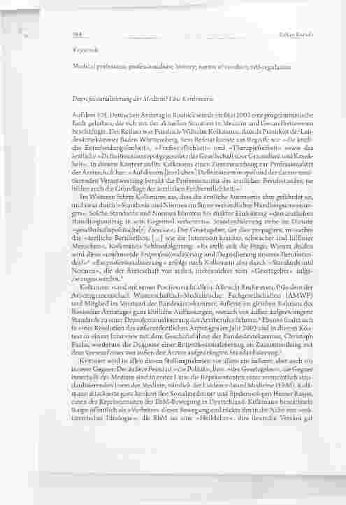 Vorschauseite 2: Profession und Professionalität in der Medizin: Aktualität; historische Dimensionund normatives Potenzial eines zentralen Begriffspaars für ärztliches Handeln