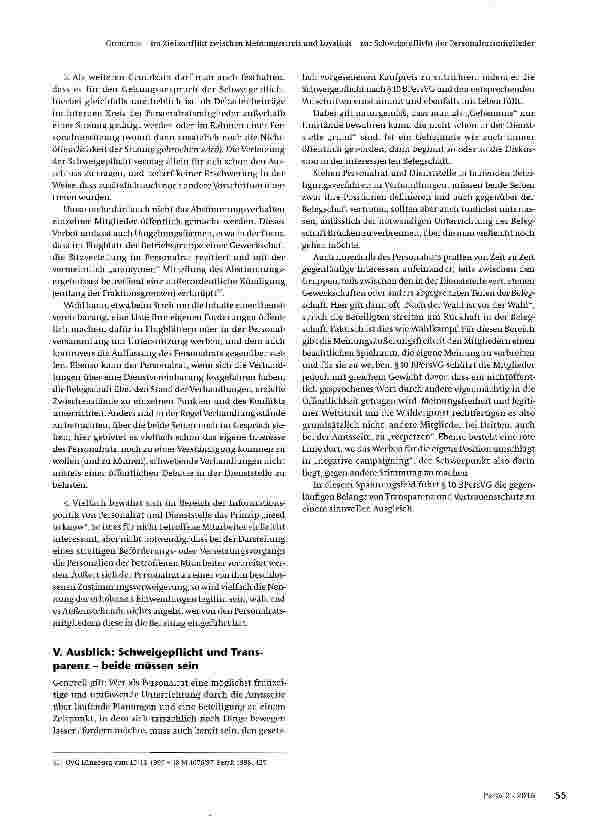 Vorschauseite 6: Im Zielkonflikt zwischen Meinungsstreit und Loyalität zur Schweigepflicht der Personalratsmitglieder