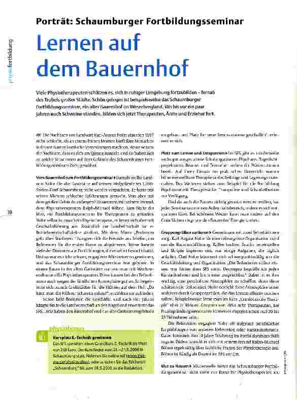 Vorschauseite 1: Porträt: Schaumburger Fortbildungsseminar Lernen auf dem Bauernhof