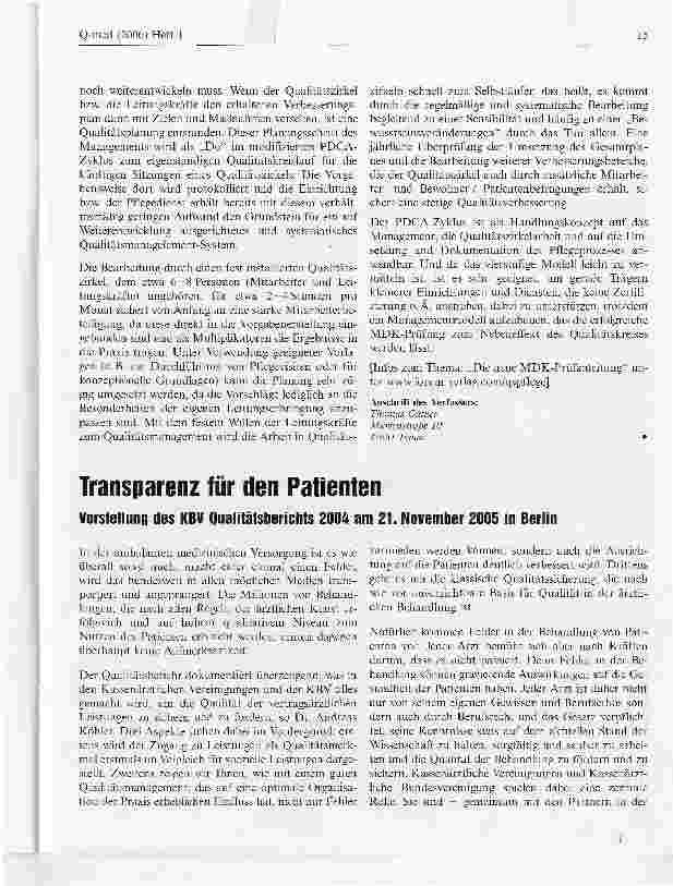 Vorschauseite 1: Transparenz für den Patienten