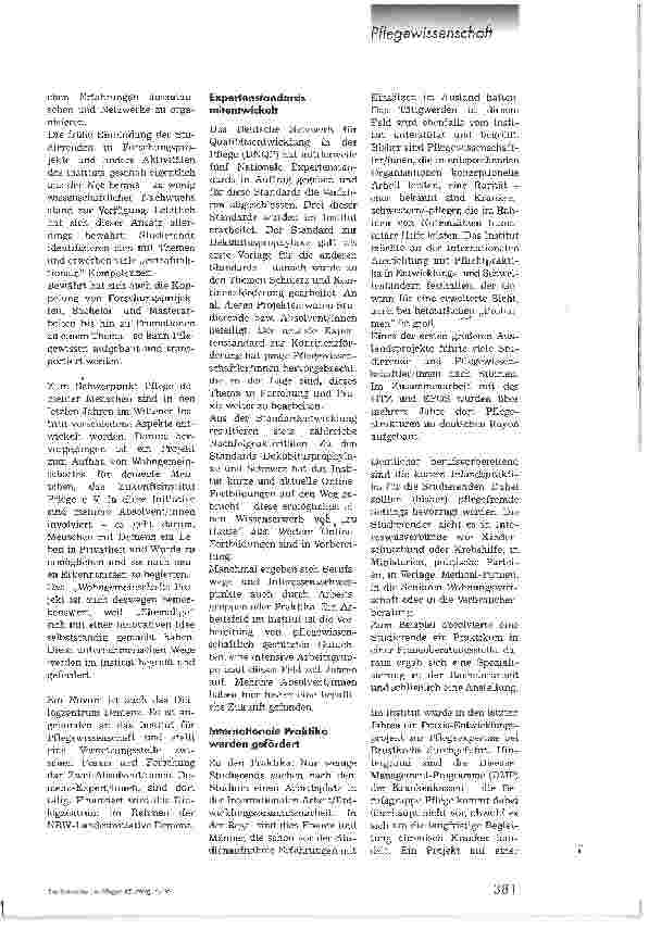 Vorschauseite 2: Zehn Jahre Pflegewissenschaft in Witten/Herdecke