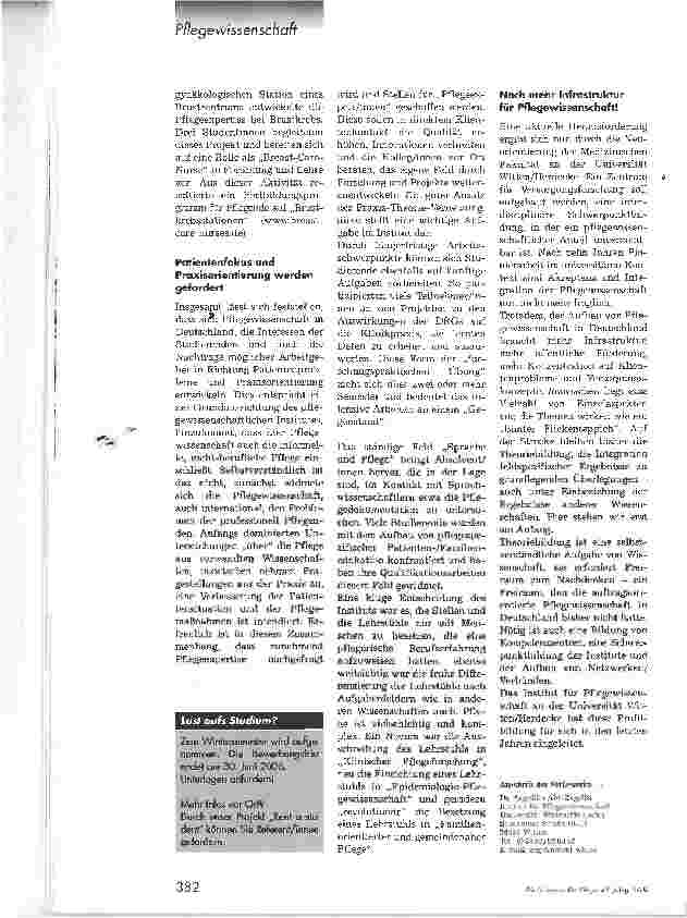 Vorschauseite 3: Zehn Jahre Pflegewissenschaft in Witten/Herdecke