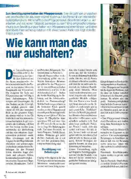 Vorschauseite 1: Wie kann man das nur aushalten? Zum Bewältigungsverhalten des Pflegepersonals