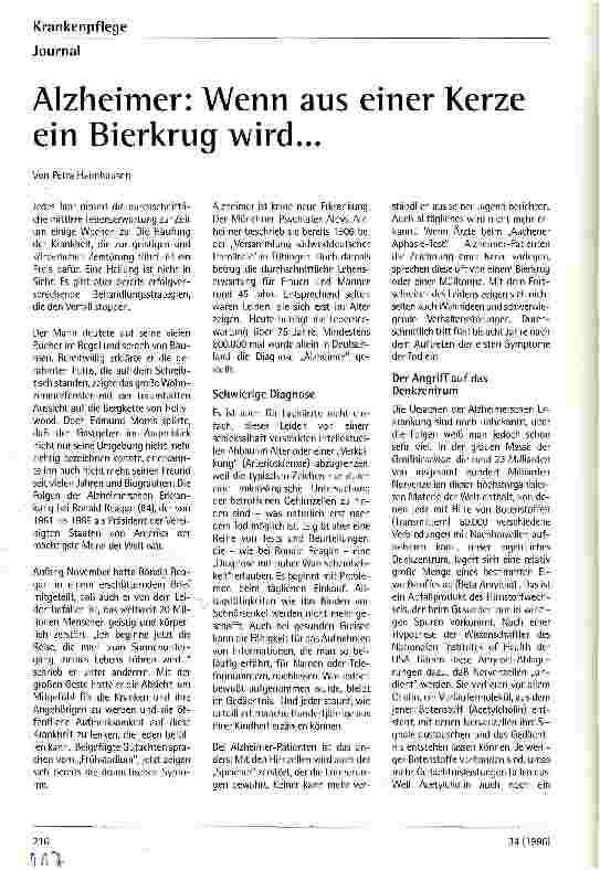 Vorschauseite 1: Alzheimer: Wenn aus einer Kerze ein Bierkrug wird ...