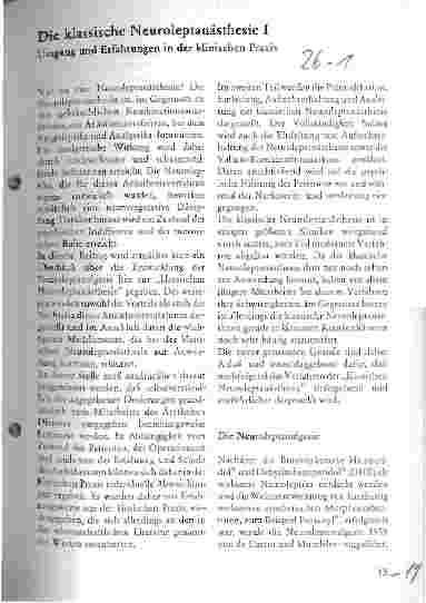 Vorschauseite 1: Die klassische Neuroleptanästhesie I Umgang und Erfahrungen in der klinischen Praxis