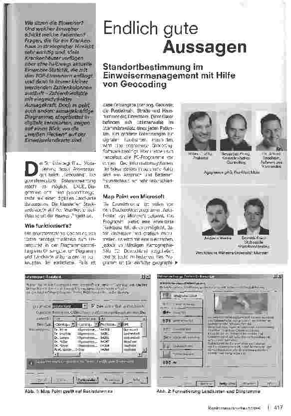 Vorschauseite 1: Endlich gute AussagenStandortbestimmung im Einweisermanagement mit Hilfe von Geocoding