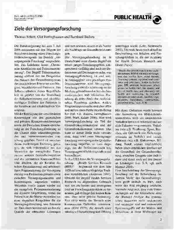 Vorschauseite 1: Ziele der Versorgungsforschung