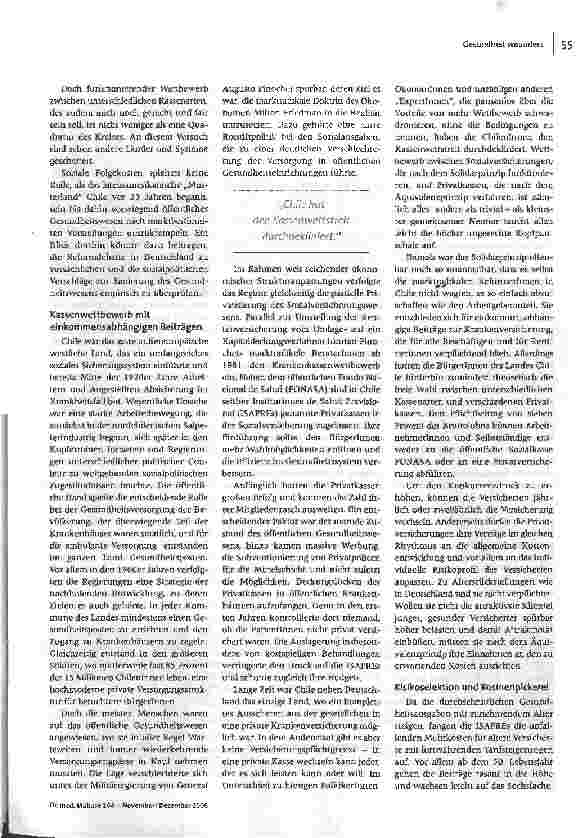 Vorschauseite 2: Gute Versorgung nur für Reiche - Der Kassenwettbewerb in Chile