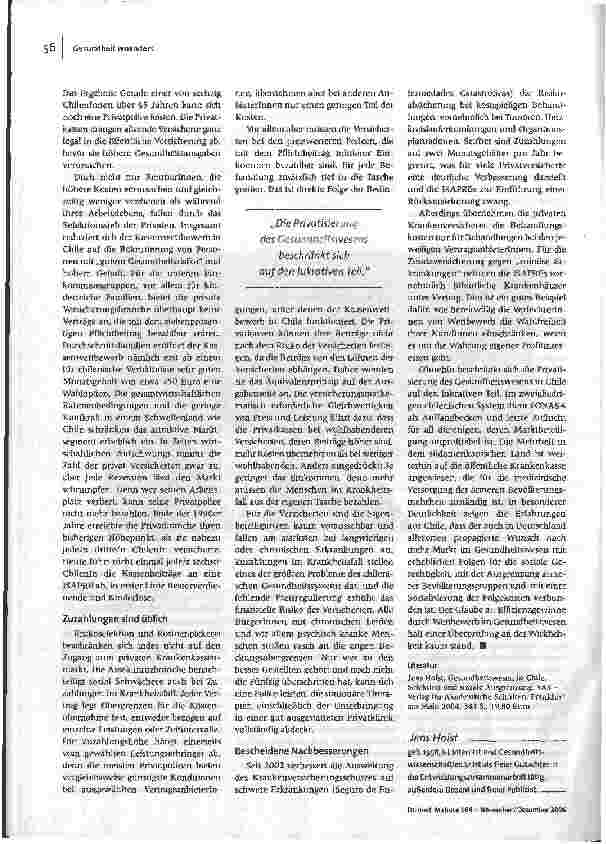 Vorschauseite 3: Gute Versorgung nur für Reiche - Der Kassenwettbewerb in Chile