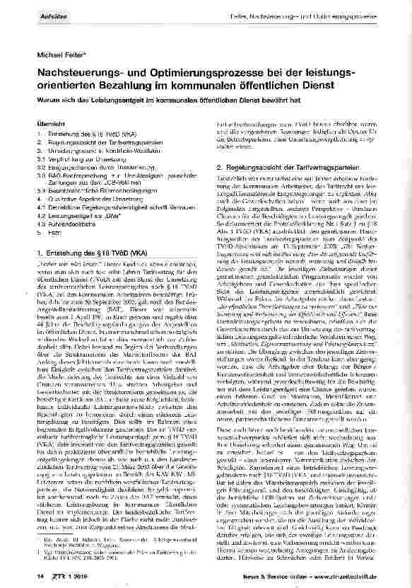 Vorschauseite 1: Nachsteuerungsund Optimierungsprozesse bei der leistungs-orientierten Bezahlung im kommunalen öffentlichen Dienst