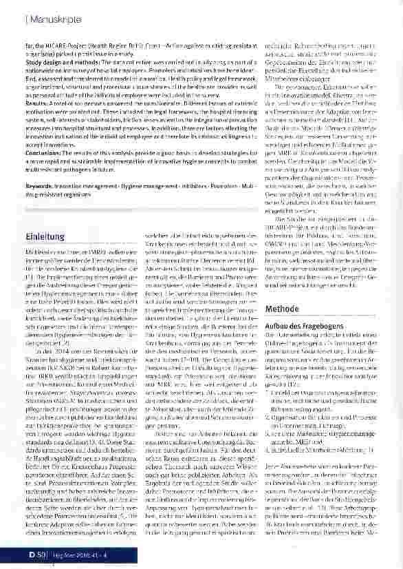Vorschauseite 2: Innovationsanalyse zum Hygienemanagement bei multiresistenten Erregern in deutschen Krankenhäusern