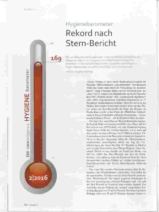 Vorschauseite 1: Hygienebarometer Rekord nach Stern-Bericht