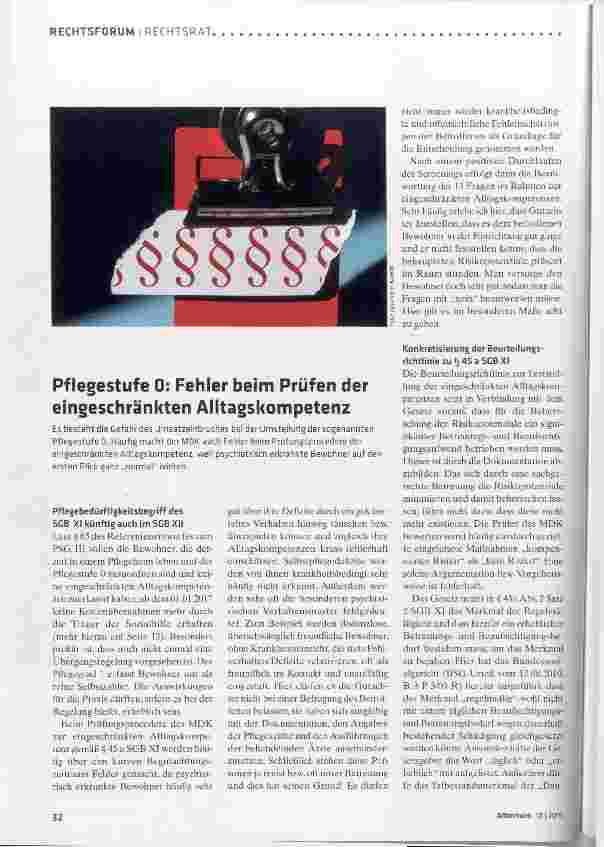 Vorschauseite 1: Pflegestufe 0: Fehler beim Prüfen der eingeschränkten Alltagskompetenz