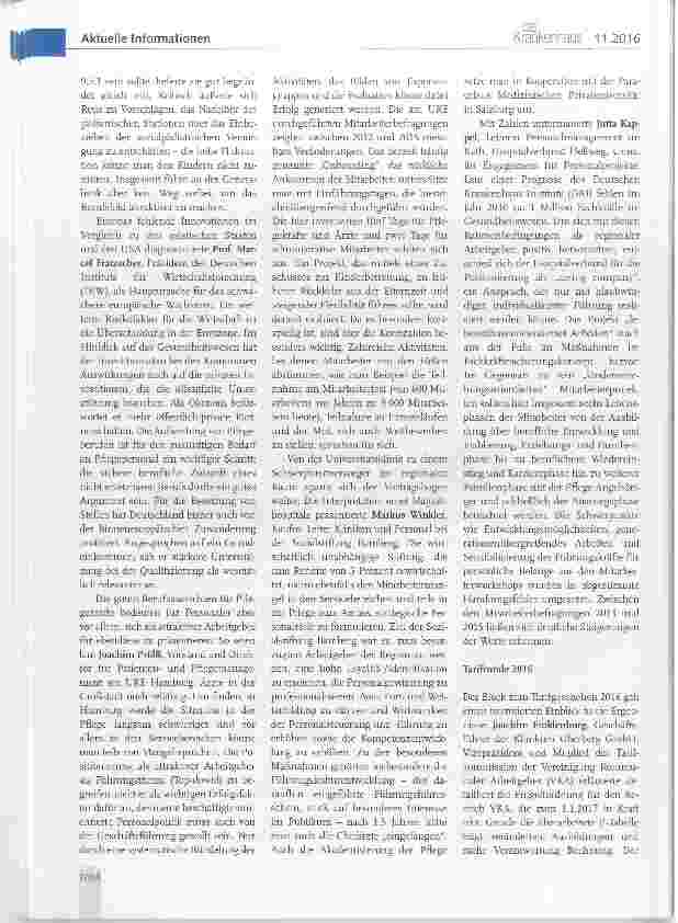 Vorschauseite 2: Kongressberichte 12. Personalkongress der Krankenhäuser 2016: Zukunft gestalten durch Personalmanagement