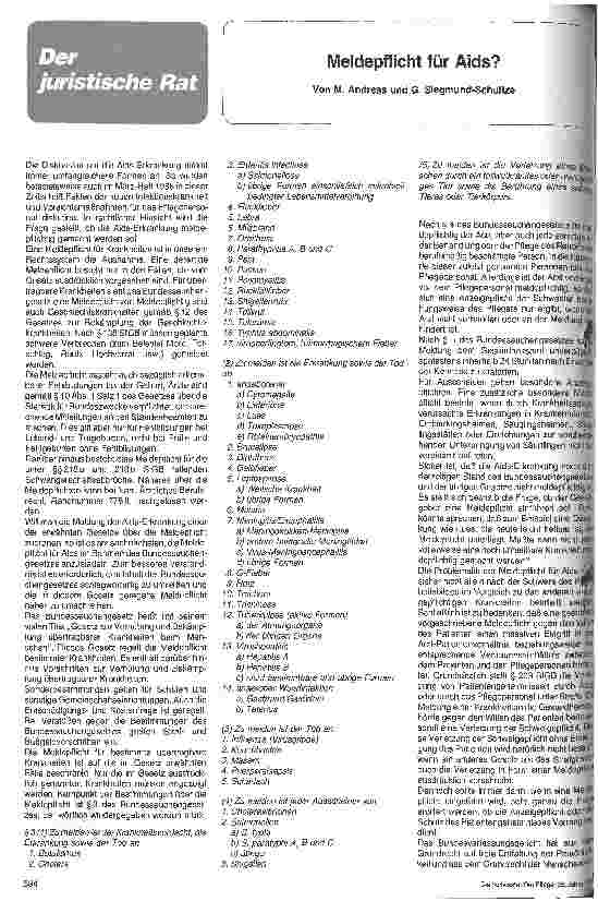 Vorschauseite 1: Meldepflicht für AIDS