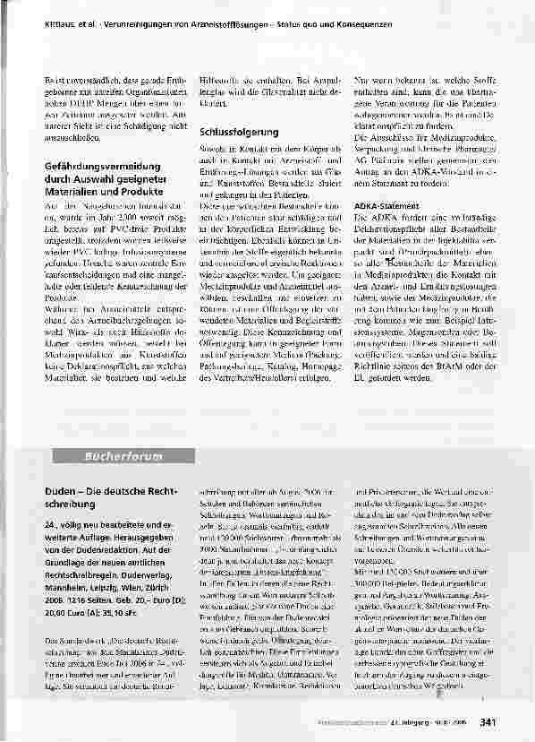 Vorschauseite 2: Verunreinigungen von Arzneistofflösungen durch Elution aus Primärpackmitteln und Medizinprodukten