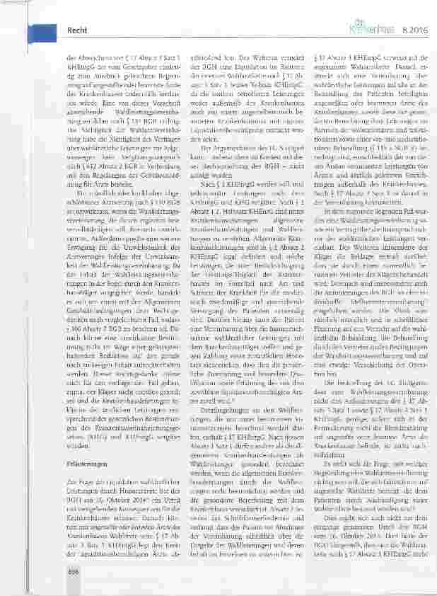 Vorschauseite 2: Wirksamkeit von Wahlleistungsvereinbarungen