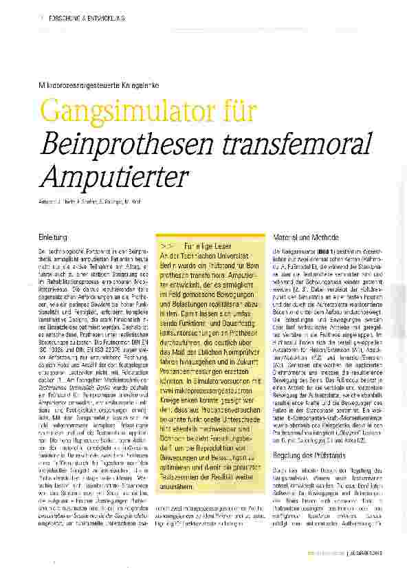 Vorschauseite 1: Gangsimulator für Beinprothesen transfemoral Amputierter