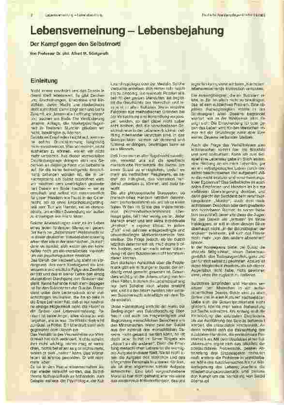 Vorschauseite 1: Lebensverneinung - Lebensbejahung