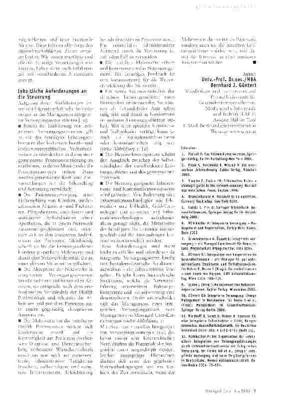 Vorschauseite 3: Welche Steuerungsinstrumente braucht ein Netz im Gesundheitswesen?