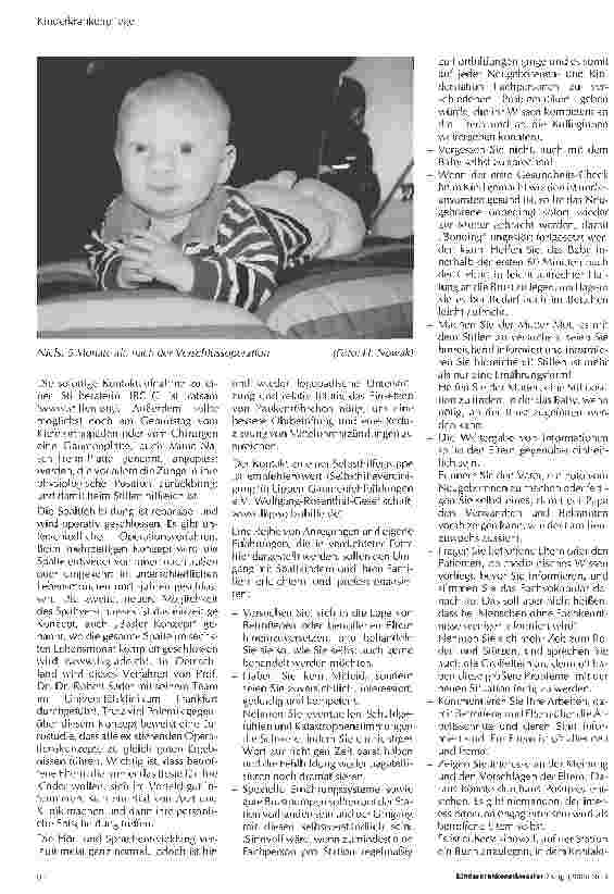 Vorschauseite 2: Gespaltene Gefühle bei Kindern mit Lippen-, Kiefer-, GaumenspaltenAnregungen für das Krankenhauspersonal