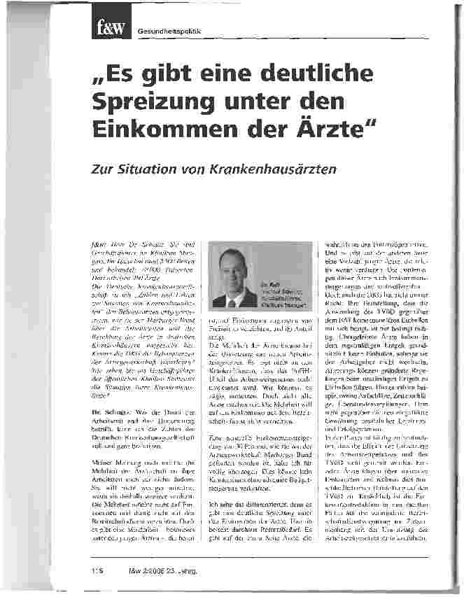 Vorschauseite 1: Es gibt eine deutliche Spreizung unter den Einkommen der Ärzte - Zur Situation von Krankenhausärzten
