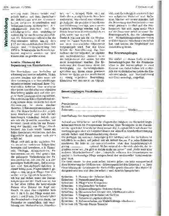 Vorschauseite 2: Bewertung der Praxiseinsätze in der Fachweiterbildung Intensivpflege und Anästhesie