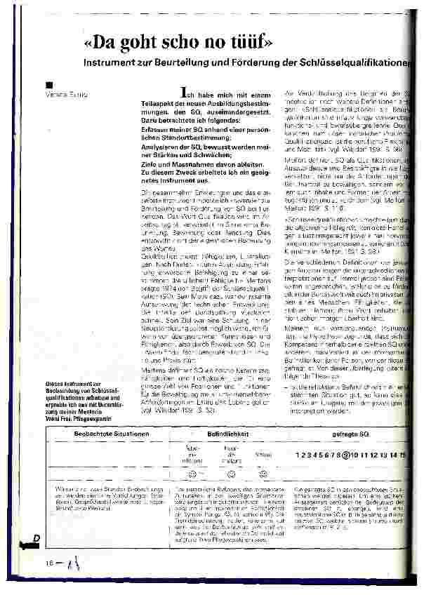Vorschauseite 1: Da goht scho no tüüf Instrument zur Berurteilung und Förderung der Schlüsselqualifikationen