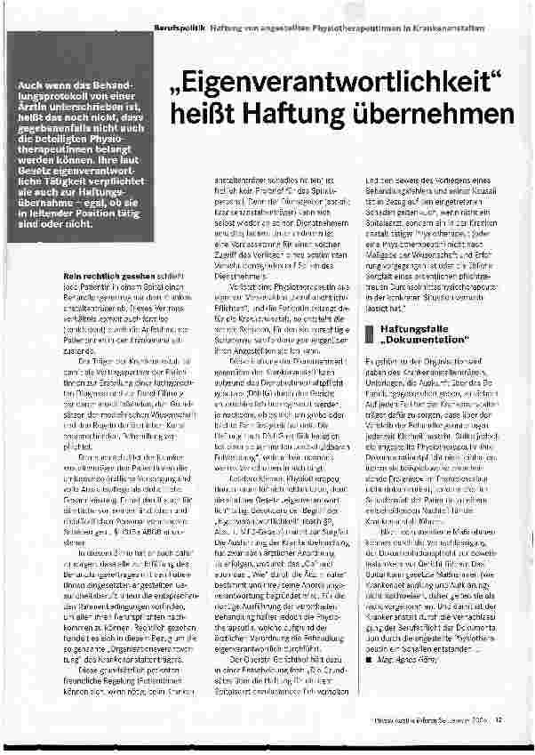 Vorschauseite 1: Eigenverantwortlichkeit heißt Haftung übernehmen