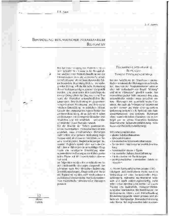 Vorschauseite 1: BEHANDLUNG TRAUMATISCHER INTRAKRANIELLERBLUTUNGEN