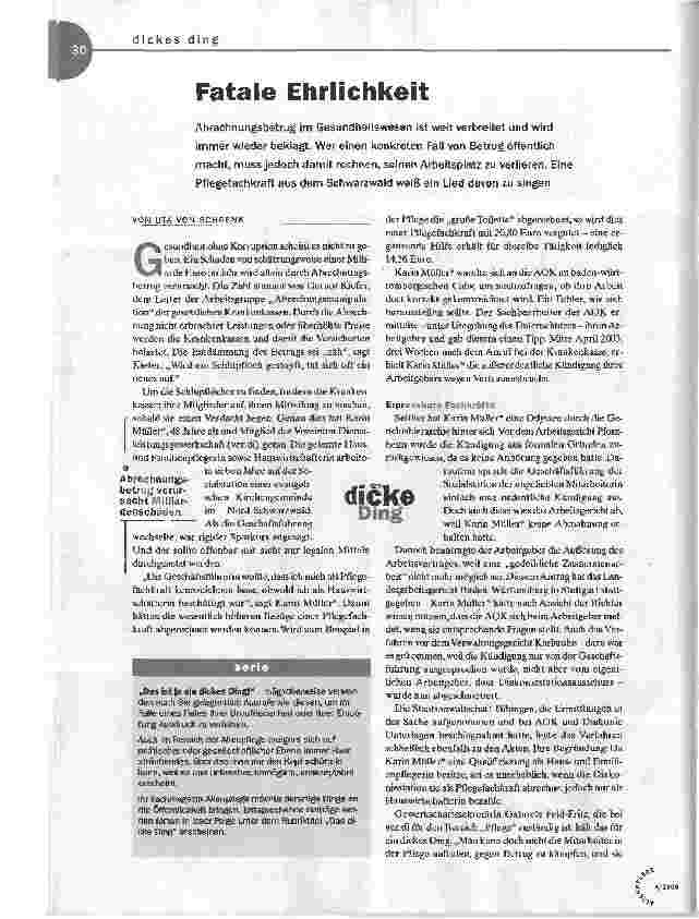 Vorschauseite 1: Fatale Ehrlichkeit