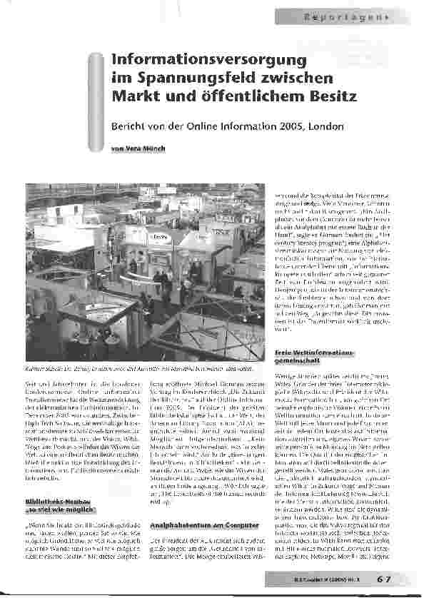 Vorschauseite 1: Informationsversorgung im Spannungsfeld zwischen Markt und öffentlichem Besitz