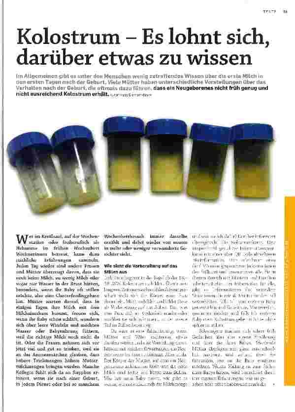 Vorschauseite 1: Kolostrum - Es lohnt sich, darüber etwas zu wissen
